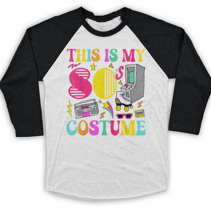 Vintage 80s Vibes Costume Nostalgia 1980s Fashion Cassette Baseball Raglan Shirt