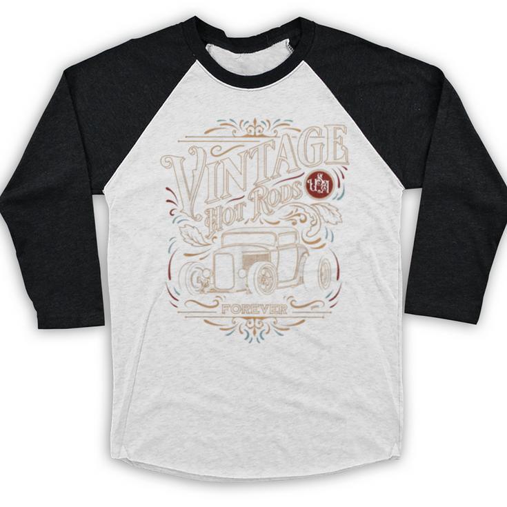 Vintage Hot Rods USA Forever Classic Car Nostalgia Baseball Raglan Shirt Vintage Hot Rods USA Forever Classic Car Nostalgia Baseball Raglan Shirt