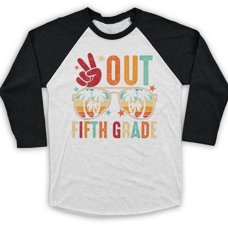 Vintage Peace Out 5th Grade Graduation Last Day Of School Baseball Raglan Shirt