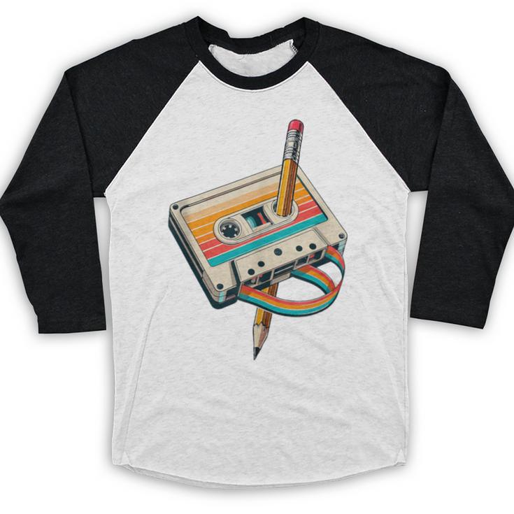Vintage Pencil Rewind Cassette Tape Nostalgia Party 80s 90s Baseball Raglan Shirt Vintage Pencil Rewind Cassette Tape Nostalgia Party 80s 90s Baseball Raglan Shirt