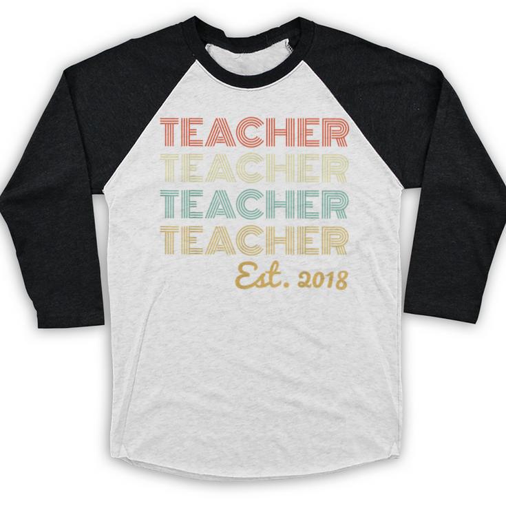 Vintage Teacher Established 2018 Graduation Men Baseball Raglan Shirt