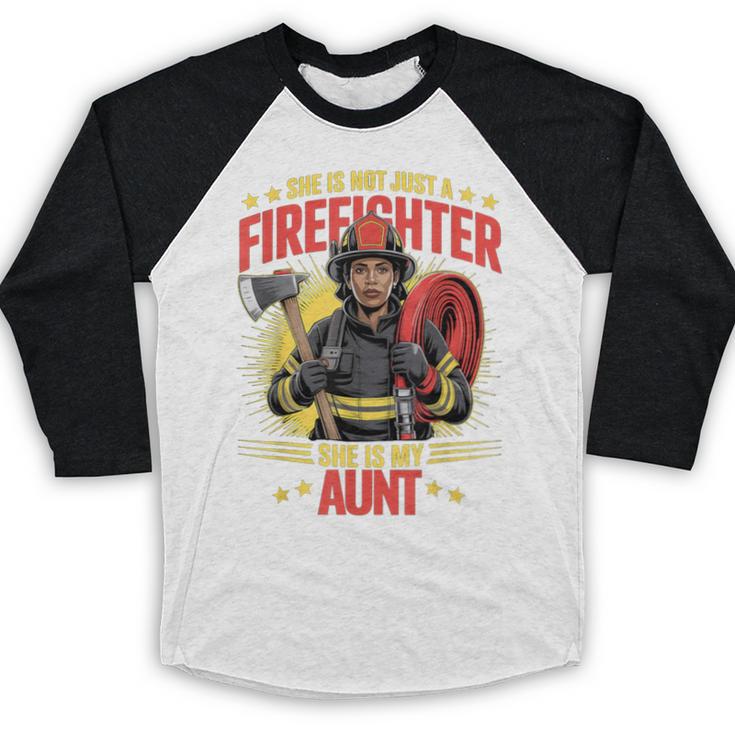 Woman Firefighter Aunt TiTi Auntie Black Graduation Baseball Raglan Shirt