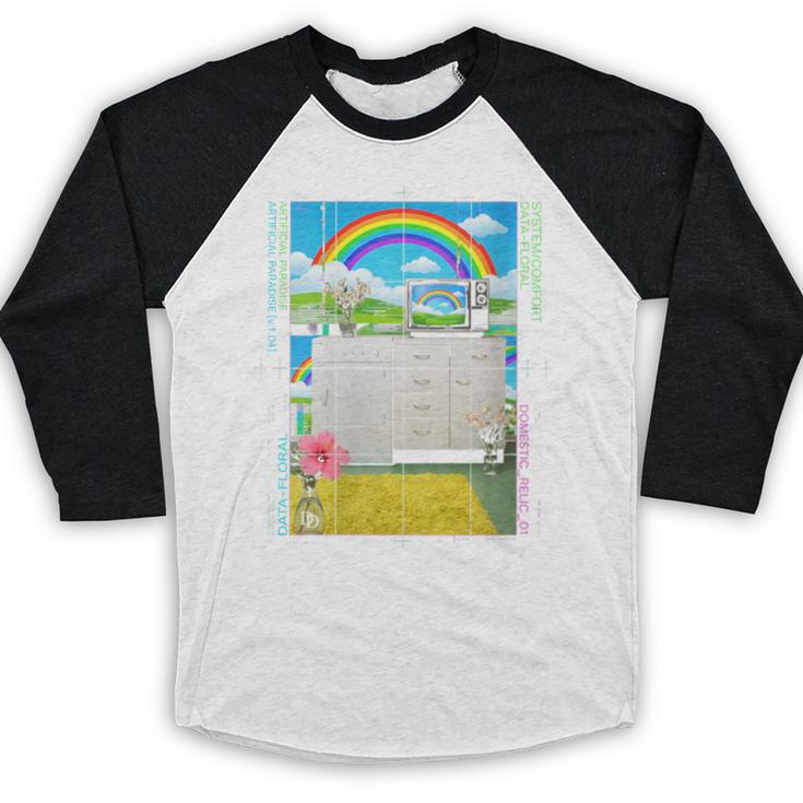 Women's Frutiger Aero Aesthetic Rainbow Glitch Art Baseball Raglan Shirt Women's Frutiger Aero Aesthetic Rainbow Glitch Art Baseball Raglan Shirt