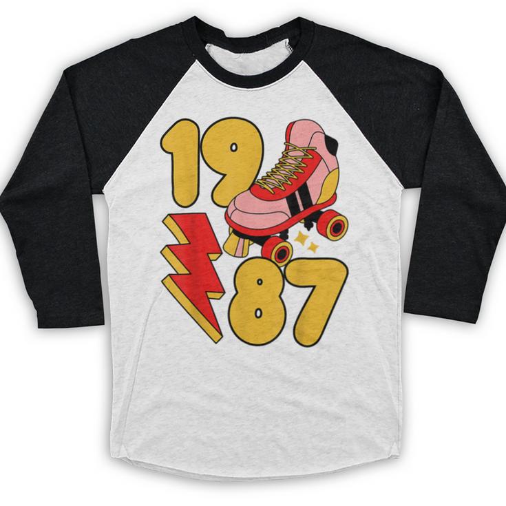 1987 Retro Roller Skate Vintage 80s Nostalgia Collector Baseball Raglan Shirt