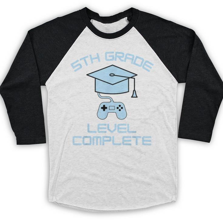 5th Grade Level Complete Fifth Grade Gamer Graduation Day Baseball Raglan Shirt