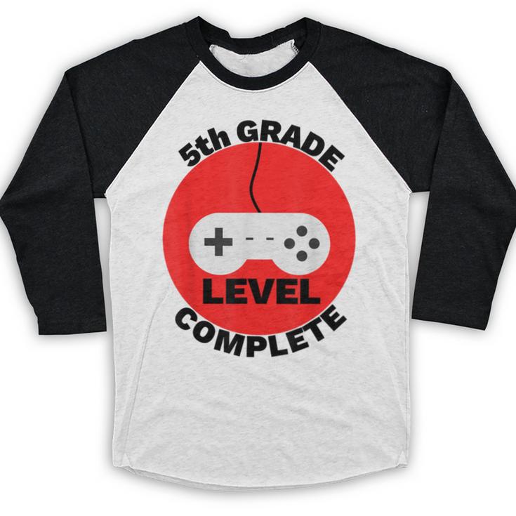 5th Grade Level Complete Gamer Graduation Baseball Raglan Shirt