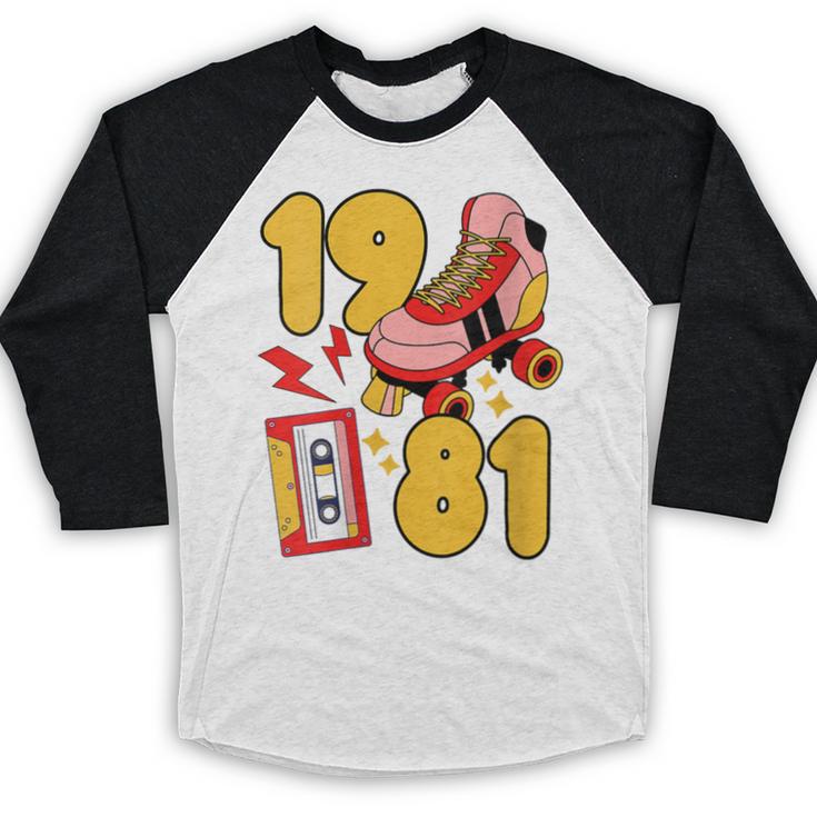 80s Vibes Mixed Tapes & Roller Skates 1981 Nostalgia Retro Baseball Raglan Shirt