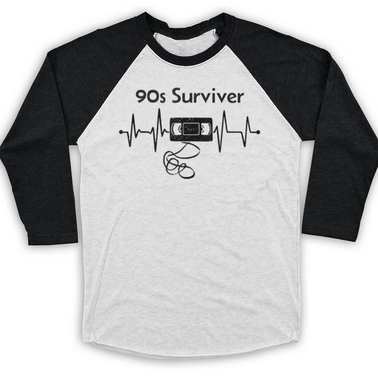 90s Survivor Retro Nostalgia Vintage Throwback Baseball Raglan Shirt