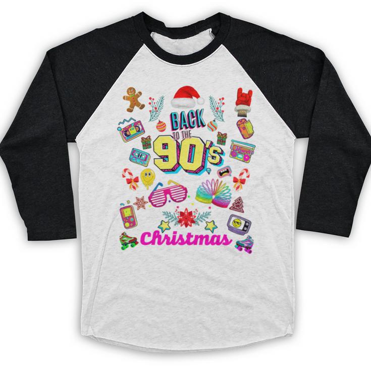 Back To 90's Christmas Nostalgia Quotes Graphic Premium Tri-Blend Baseball Raglan Shirt