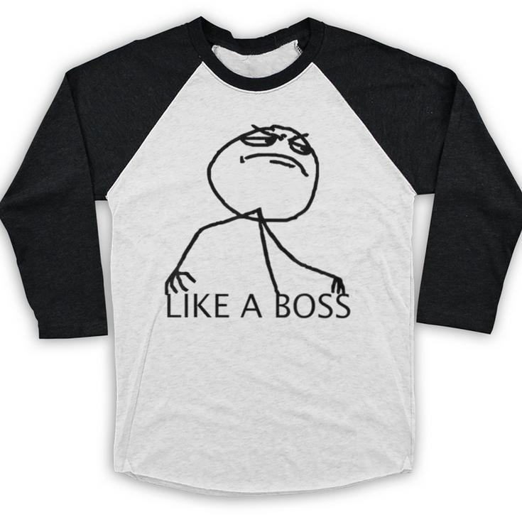 Like A Boss Rage Comic Meme Classic Internet Nostalgia Tee Baseball Raglan Shirt