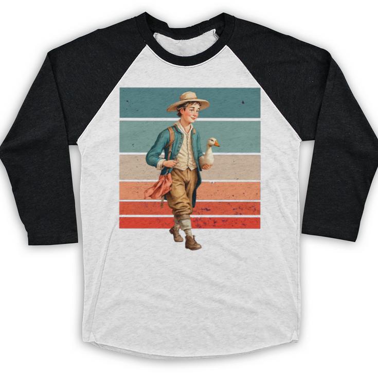 Boy Goose Vintage Rural Pastoral Charm Nostalgia Simple Life Baseball Raglan Shirt