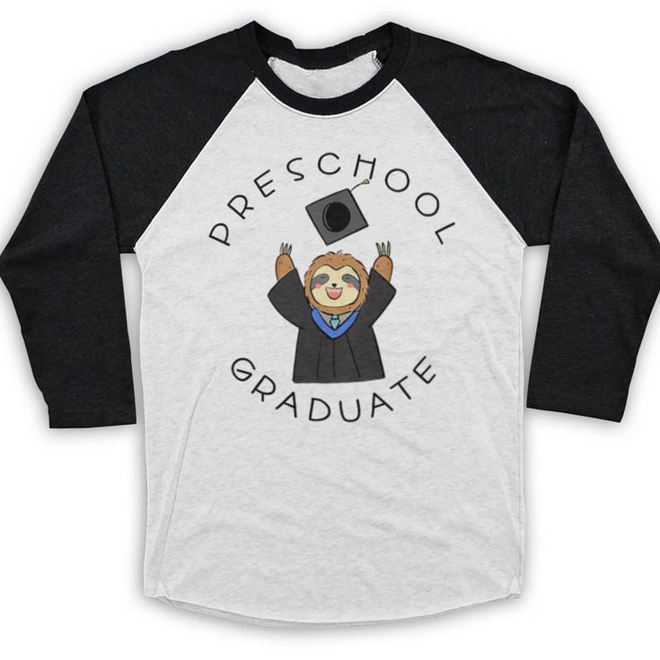 Boys Girls Preschool Graduate Sloth Graduation Cap Baseball Raglan Shirt
