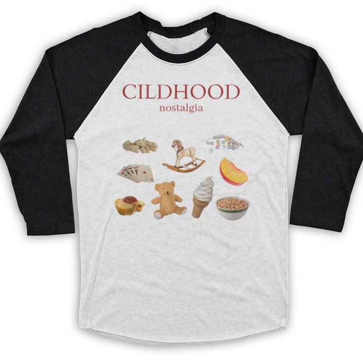 Childhood Nostalgia Good Memories Teddy Bear Ice Cream Baseball Raglan Shirt