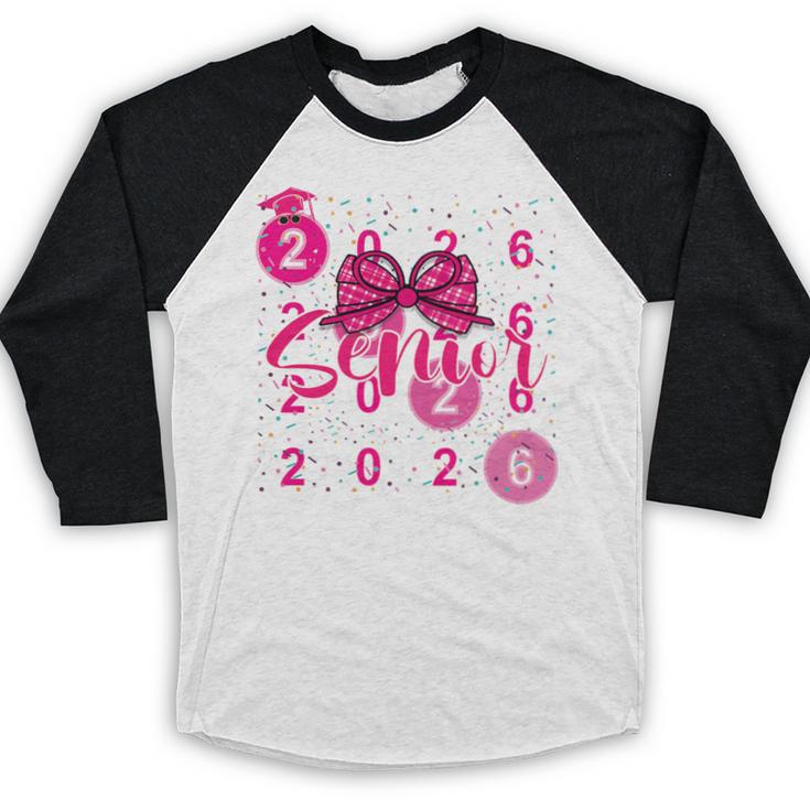 Class Of 2026 Senior Coquette Pink Bow Graduation Family Premium Tri-Blend Baseball Raglan Shirt