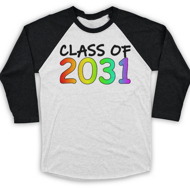 Class Of 2031 Pre-K -12th Grade Hand Prints Space Graduation Baseball Raglan Shirt