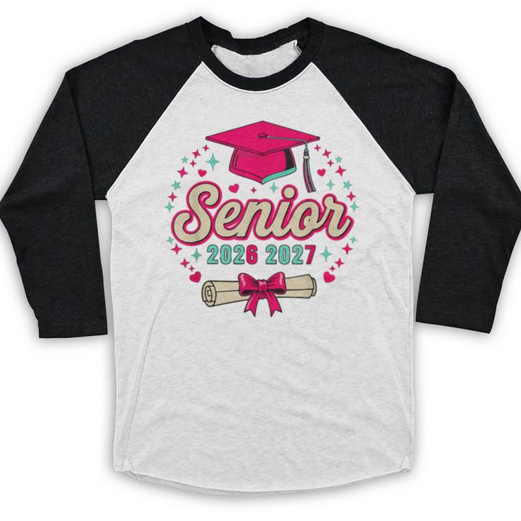 Coquette Pink Bow Senior 2026 2027 Graduation Baseball Raglan Shirt