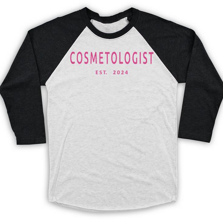Cosmetologist Est 2024 Graduation Beauty School Cosmetology Baseball Raglan Shirt