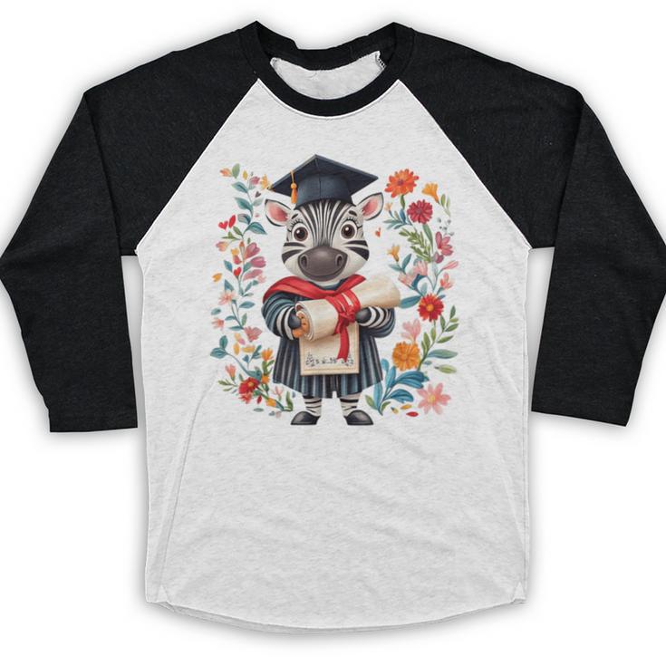 Cute Graduation Zebra Holding Diploma T Shirt Baseball Raglan Shirt
