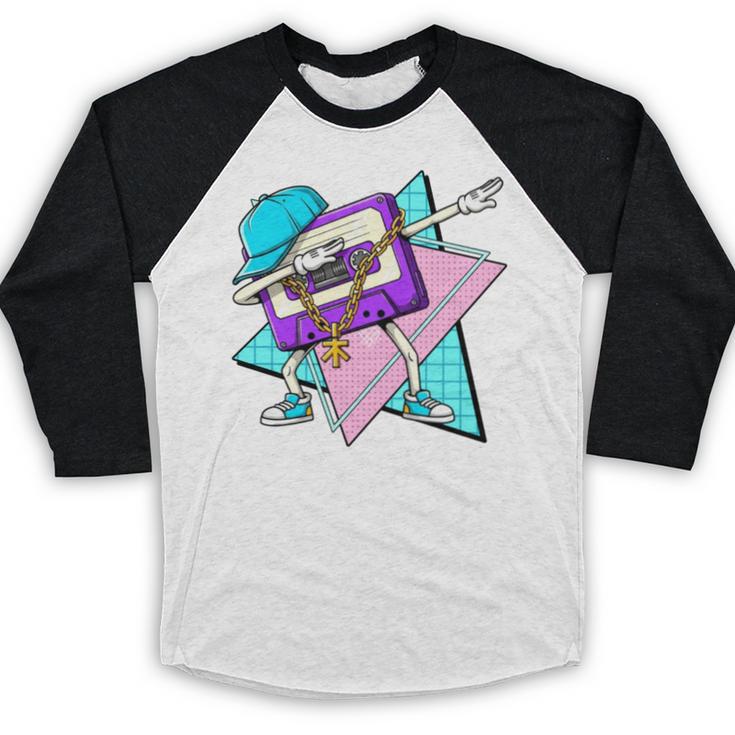 Dabbing Cassette Tape 70s 80s 80s Outfit Nostalgia Baseball Raglan Shirt
