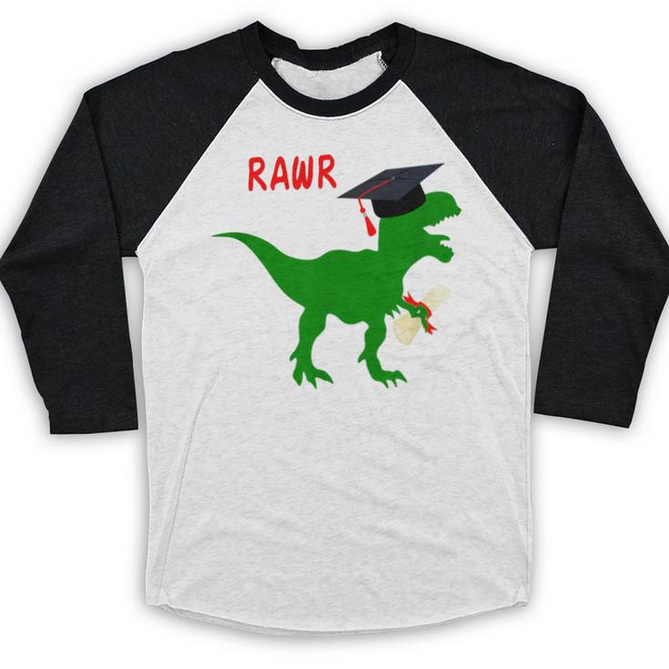 Dinosaur Rawr Diploma Graduate Graduation Baseball Raglan Shirt