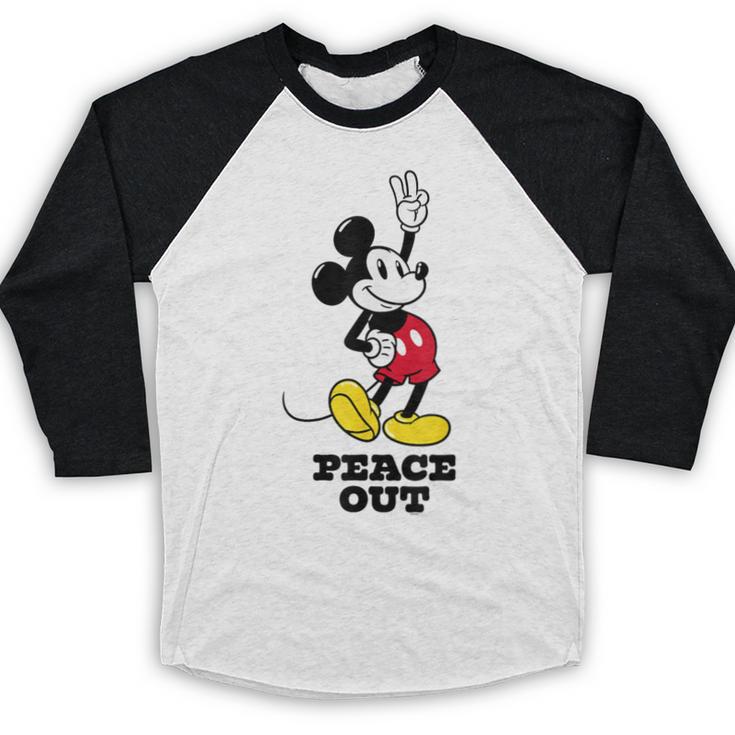 Disney Mickey Mouse Peace Out Totally Retro Graduation Baseball Raglan Shirt