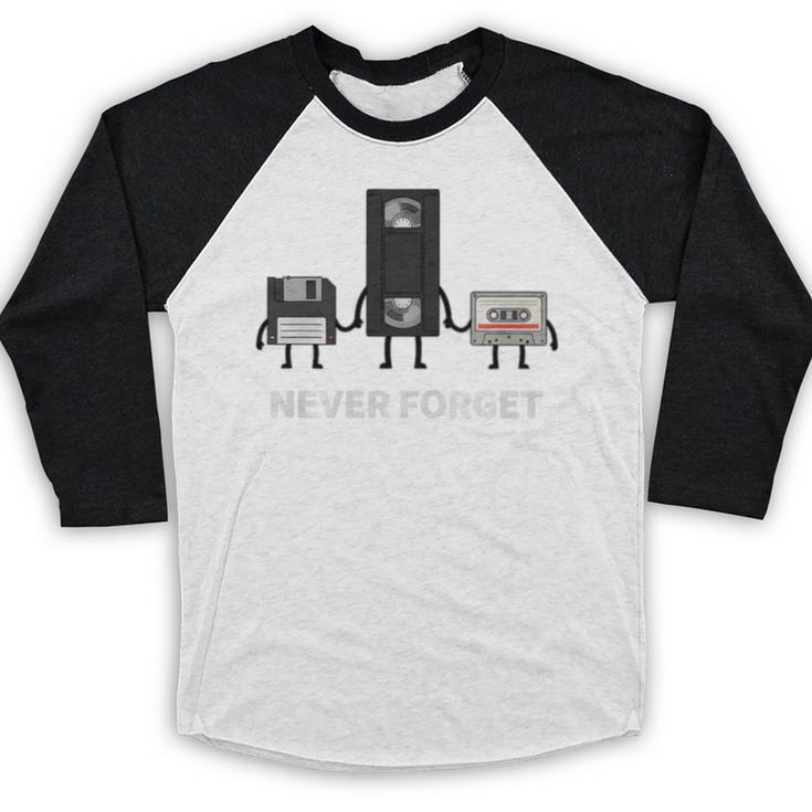 Never Forget Retro Nostalgia Tapes Throwback 80s Premium Tri-Blend Baseball Raglan Shirt