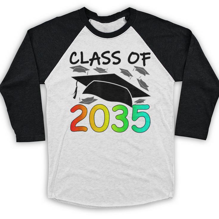 Graduation Class Of 2035 Hand Prints Space Pre-K -12th Grade Baseball Raglan Shirt