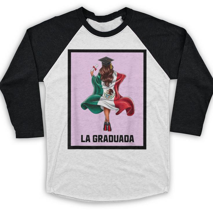 Graduation Latina Educated La Graduada Mexican Bingo Card Baseball Raglan Shirt