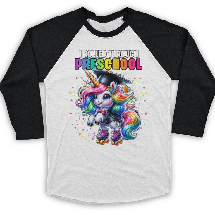 Graduation Preschool Unicorn Roller Skate Girls Pre-K Grad Baseball Raglan Shirt