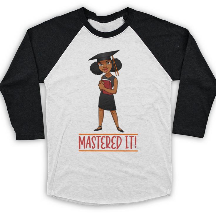 Graduation Woman Tshirt Black Melanin Masters Degree Baseball Raglan Shirt