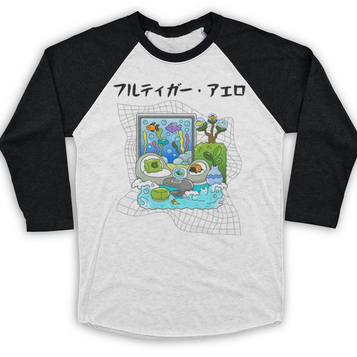 Grass Fun UI UX Er Computer Retro Fish Frutiger Aero Premium Tri-Blend Baseball Raglan Shirt