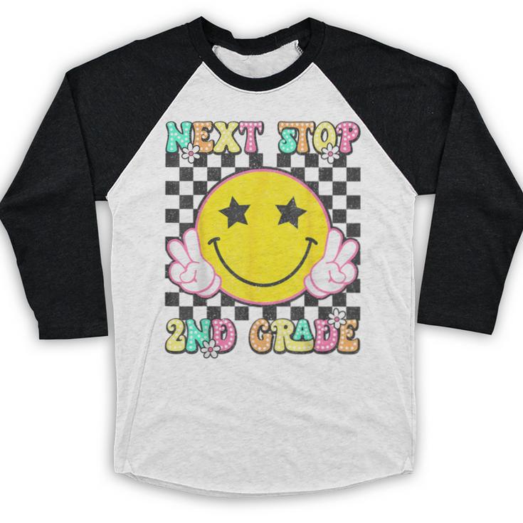 Groovy Next Stop 2nd Grade 1st Grade Graduation 2025 Baseball Raglan Shirt