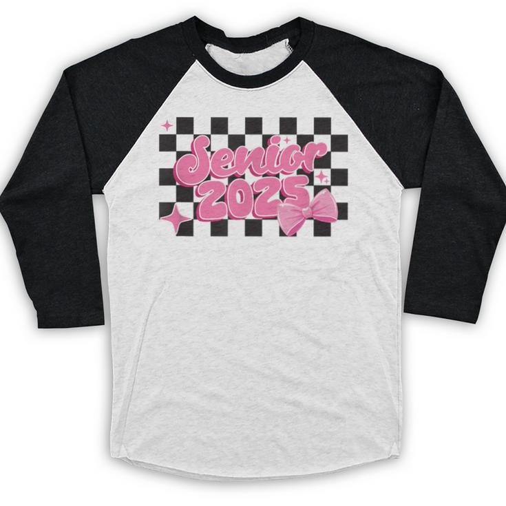 Groovy Senior Class Of 2026 Coquette Pink Bow Graduation Baseball Raglan Shirt