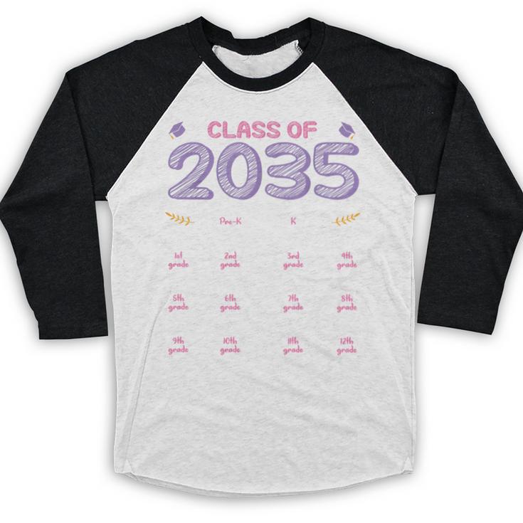 Grow With Me Graduation First Day Of School Class Of 2035 Baseball Raglan Shirt