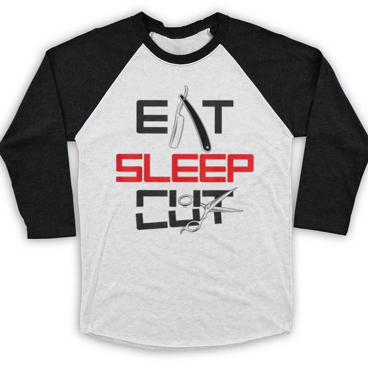 Haircutter Barber Eat Sleep Cut Barbering Graduation Baseball Raglan Shirt