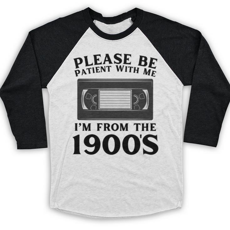 Over The Hill Please Be Patient I'm From The 1900s VHS Premium Tri-Blend Baseball Raglan Shirt