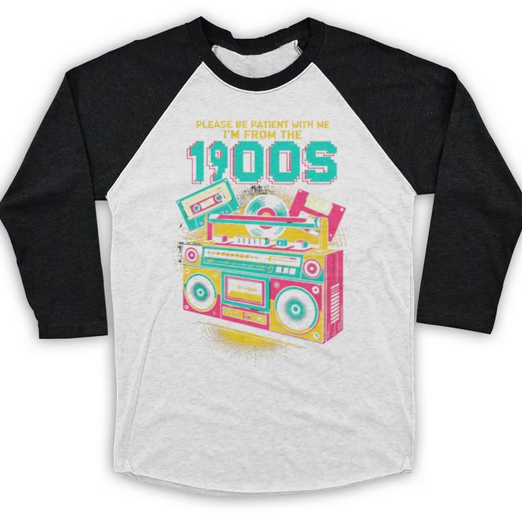 Joke 90s Please Be Patient With Me I'm From The 1900s Premium Tri-Blend Baseball Raglan Shirt