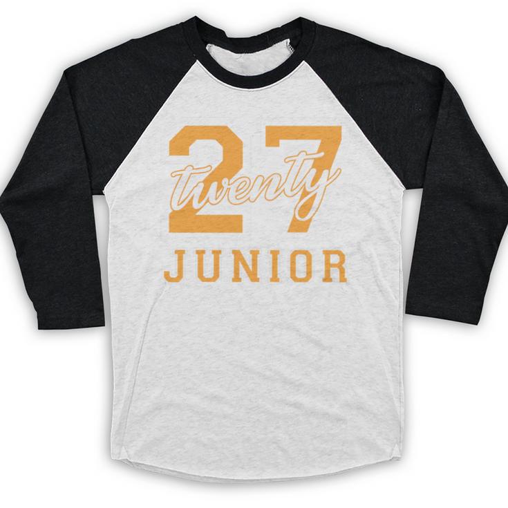 Junior Class 2027 Graduation Back To School Orange Letters Premium Tri-Blend Baseball Raglan Shirt