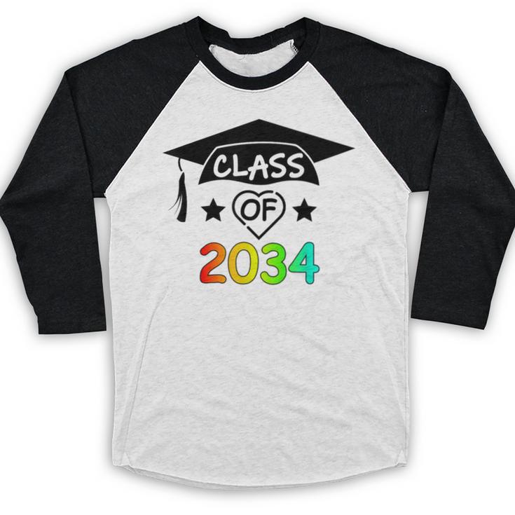 K -12th Grade Hand Prints Space Graduation Class Of 2034 Baseball Raglan Shirt