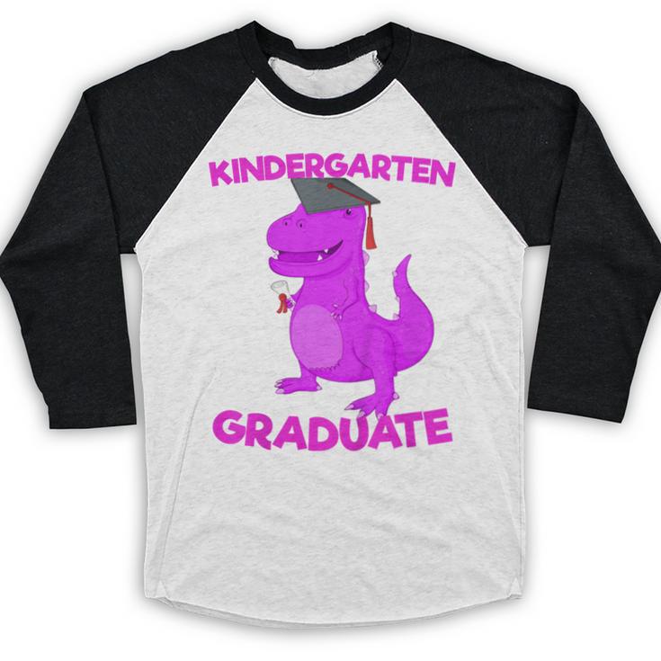 Kids Kindergarten Graduation Idea For Girls Dinosaur Baseball Raglan Shirt