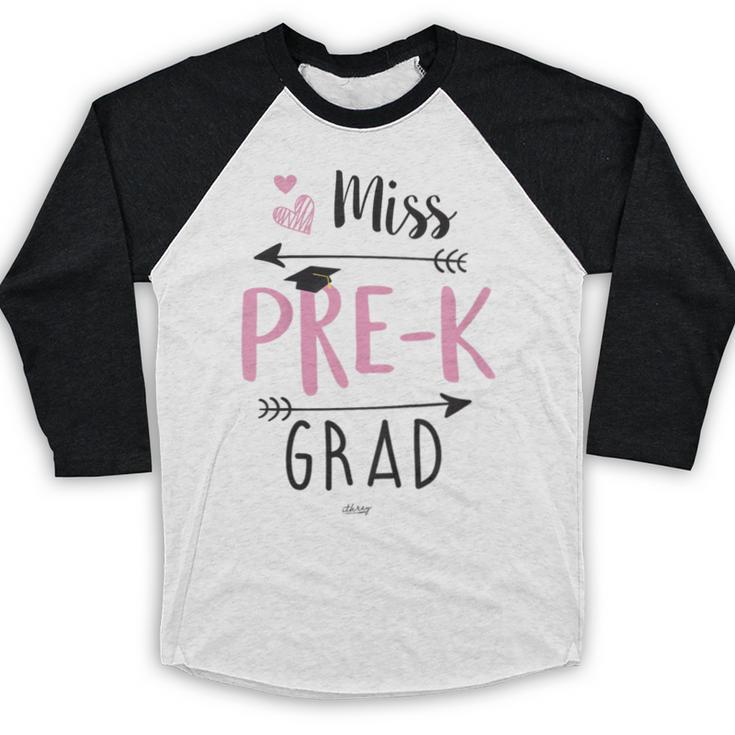 Kids Miss Pre-K Grad Graduation Shirt Cute School Tees Baseball Raglan Shirt