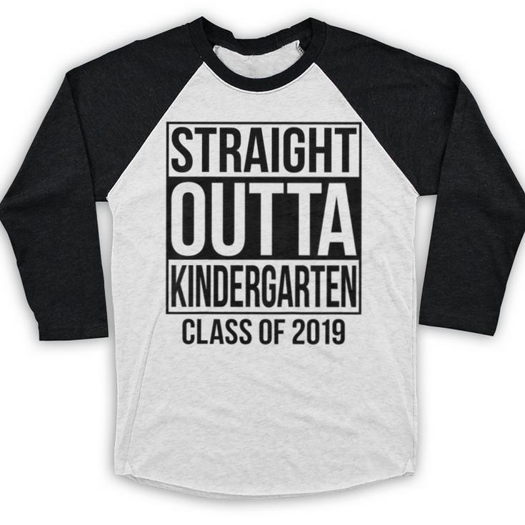 Kids Straight Outta Kindergarten Class Of 2019 Graduation Baseball Raglan Shirt