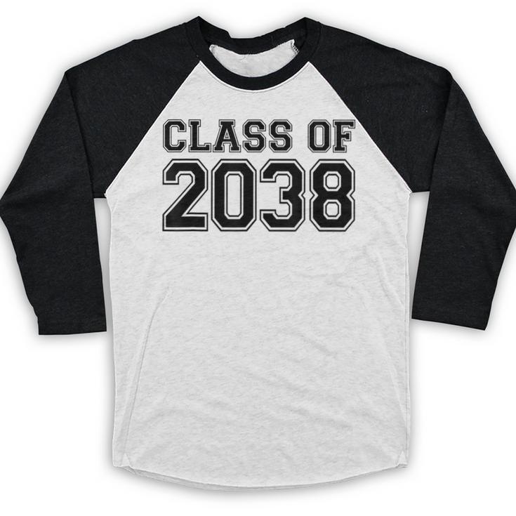 Kindergarten Class Of 2038 First Day School Graduation Baseball Raglan Shirt