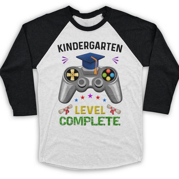 Kindergarten Level Complete Graduation Class 2023 Gamer Kids Baseball Raglan Shirt