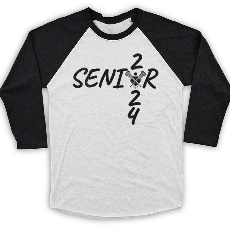 Lacrosse Senior 2024 Sticks And Ball Graduation Baseball Raglan Shirt