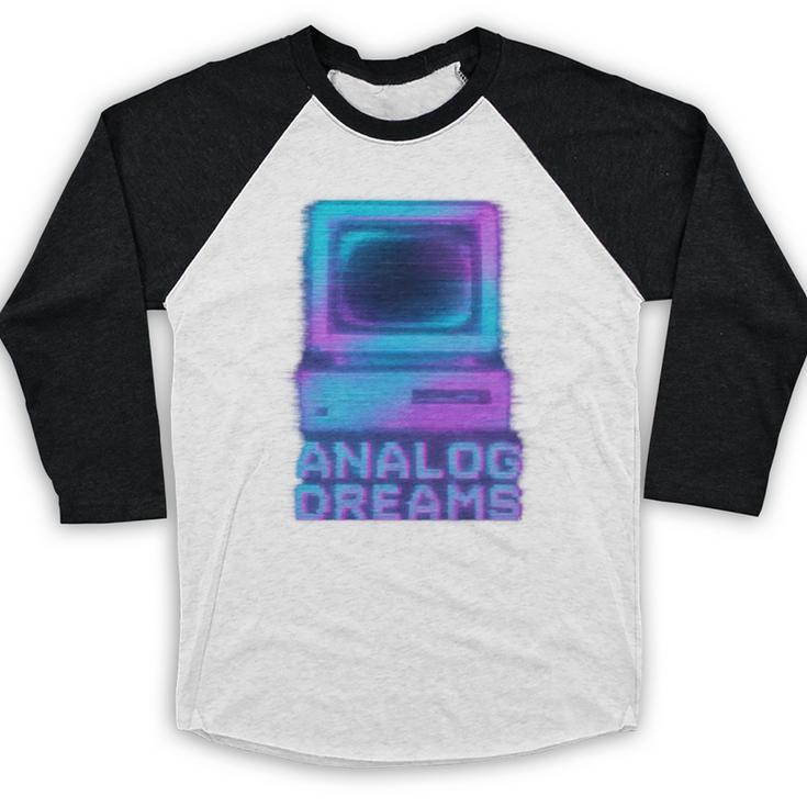 Lofi Reverie Analog Dreams Pixel 90s Desktop VHS Nostalgia Baseball Raglan Shirt