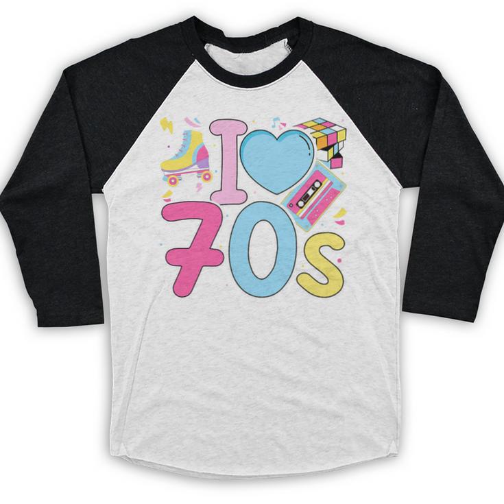 I Love 70's Retro Style Nostalgia Vibe 1970's Party Premium Tri-Blend Baseball Raglan Shirt