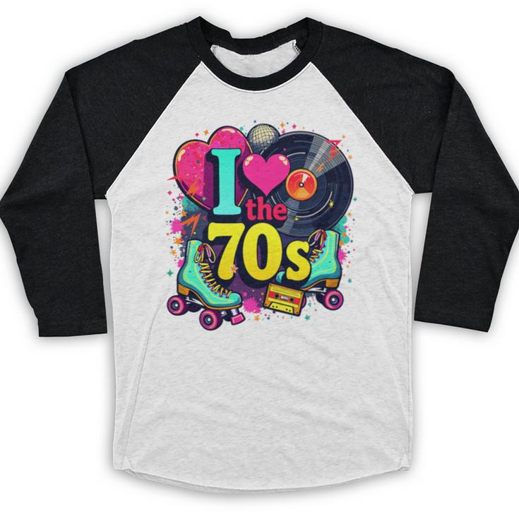 I Love The 70s Vintage Cassette Roller Vinyl Nostalgia 70s Premium Tri-Blend Baseball Raglan Shirt