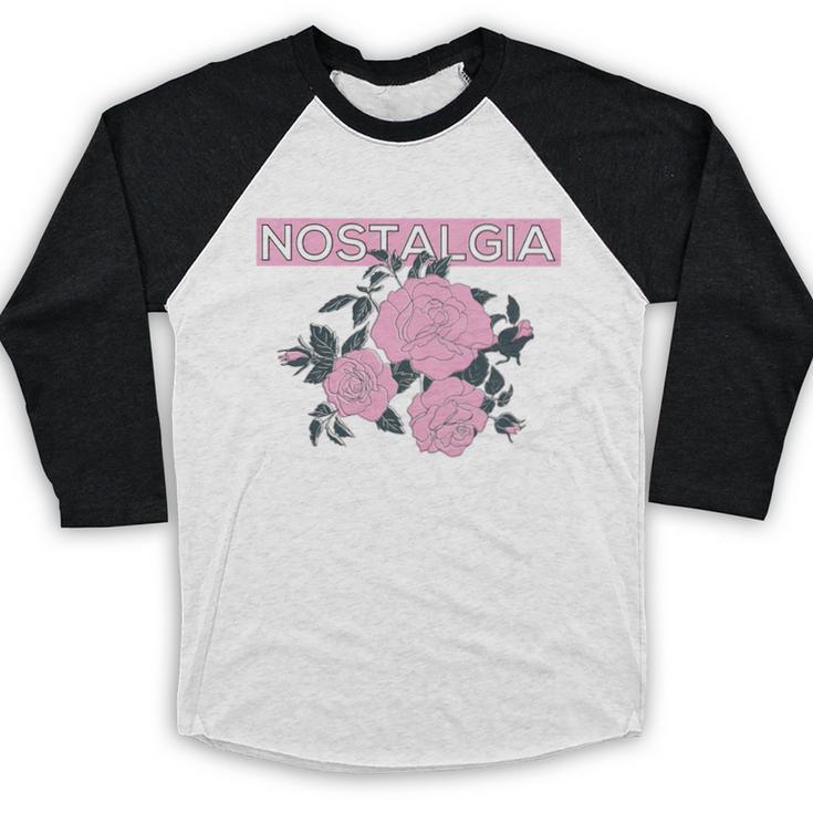 Nostalgia 80s 90s Retro Style Graphics Rose Pink Flower Baseball Raglan Shirt