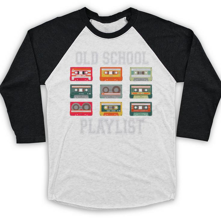 Old School Playlist Nostalgia Vibes Cassette Baseball Raglan Shirt